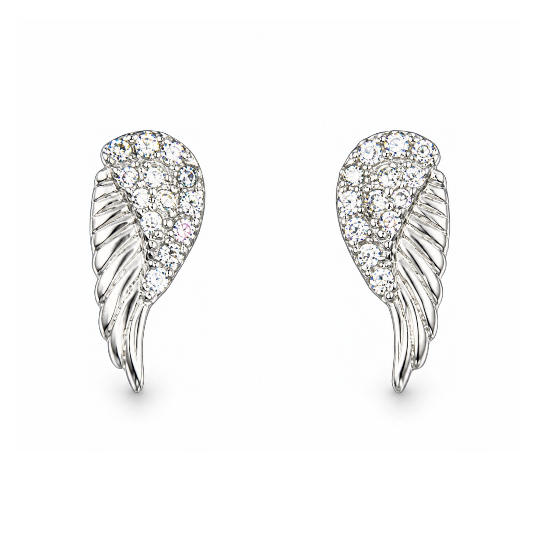 Silver Donna Ricardo Angel Wing Stud Earrings (DRE9041)