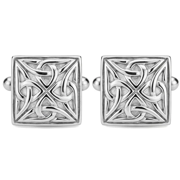 Sterling Silver Scottish Celtic Square Cufflinks - 15mm (1).webp