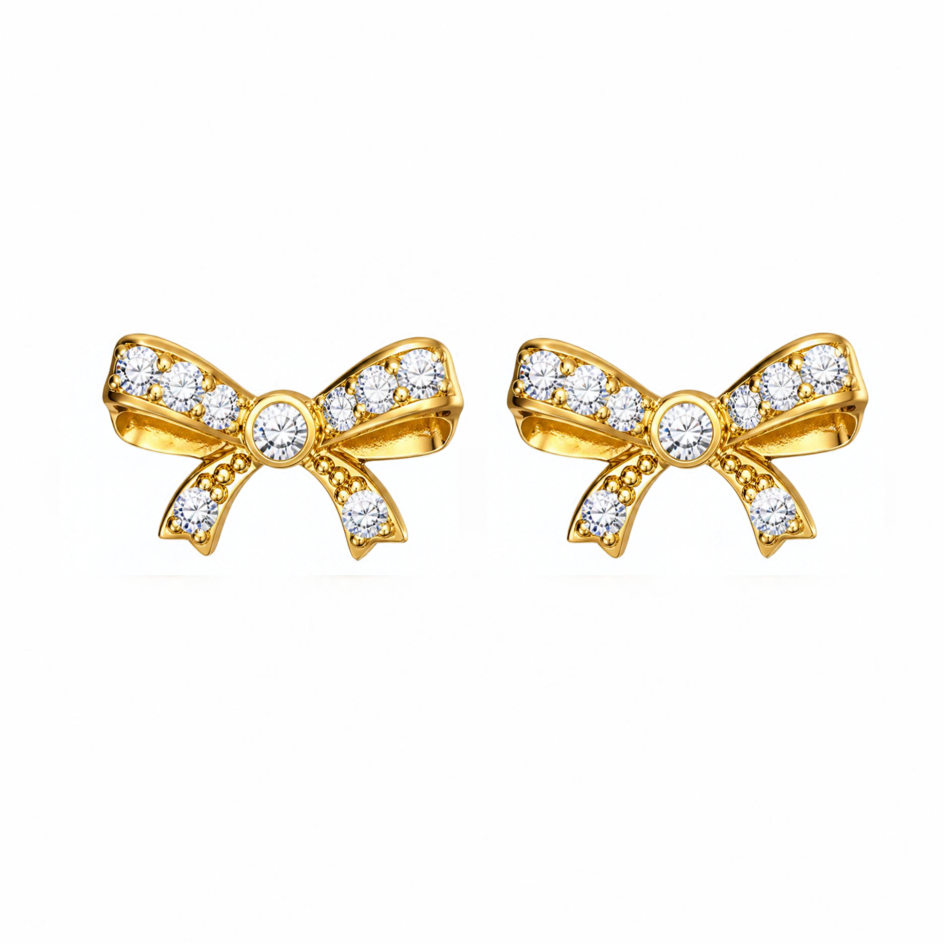 Silver Donna Ricardo Gold Plated Bow Stud Earrings (DRE9035)