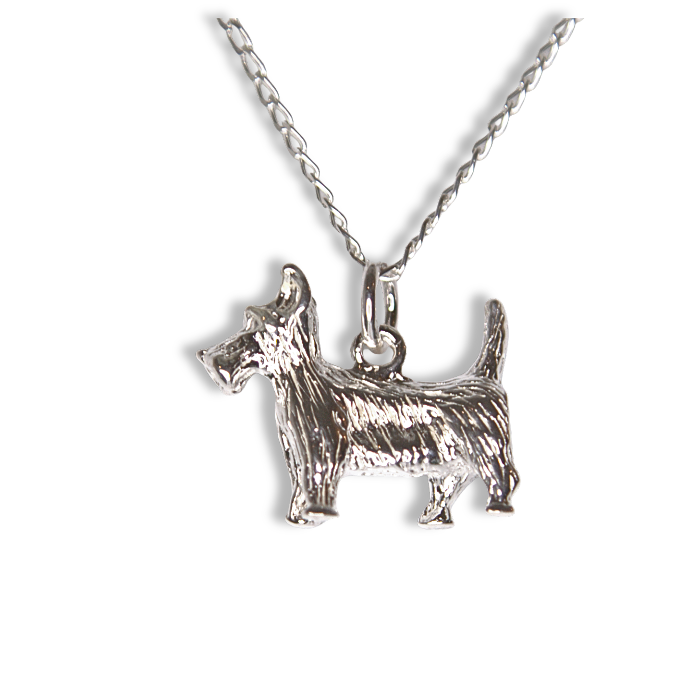 Sterling Silver Scottie Dog Pendant, Standing Pose