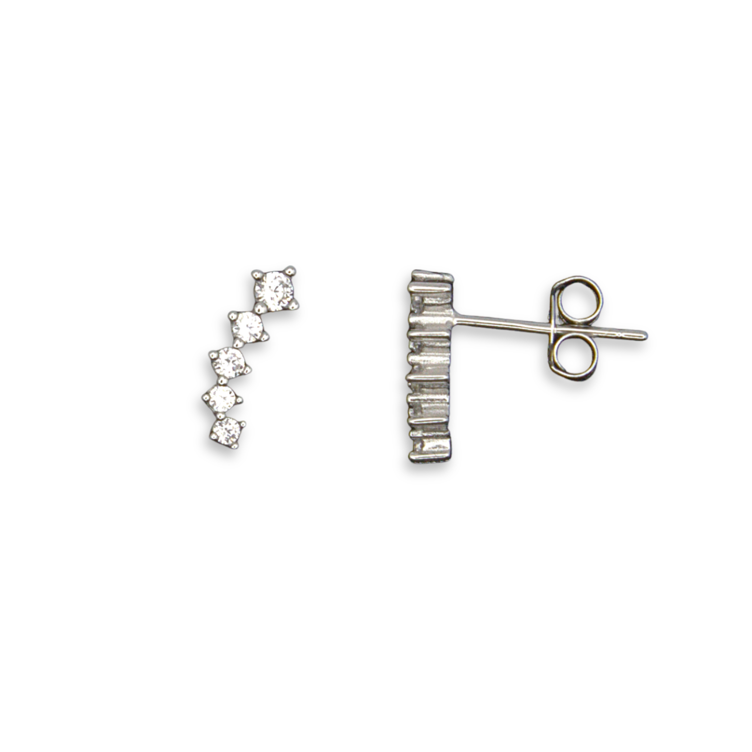 Sterling Silver Graduated CZ Climber Stud Earrings