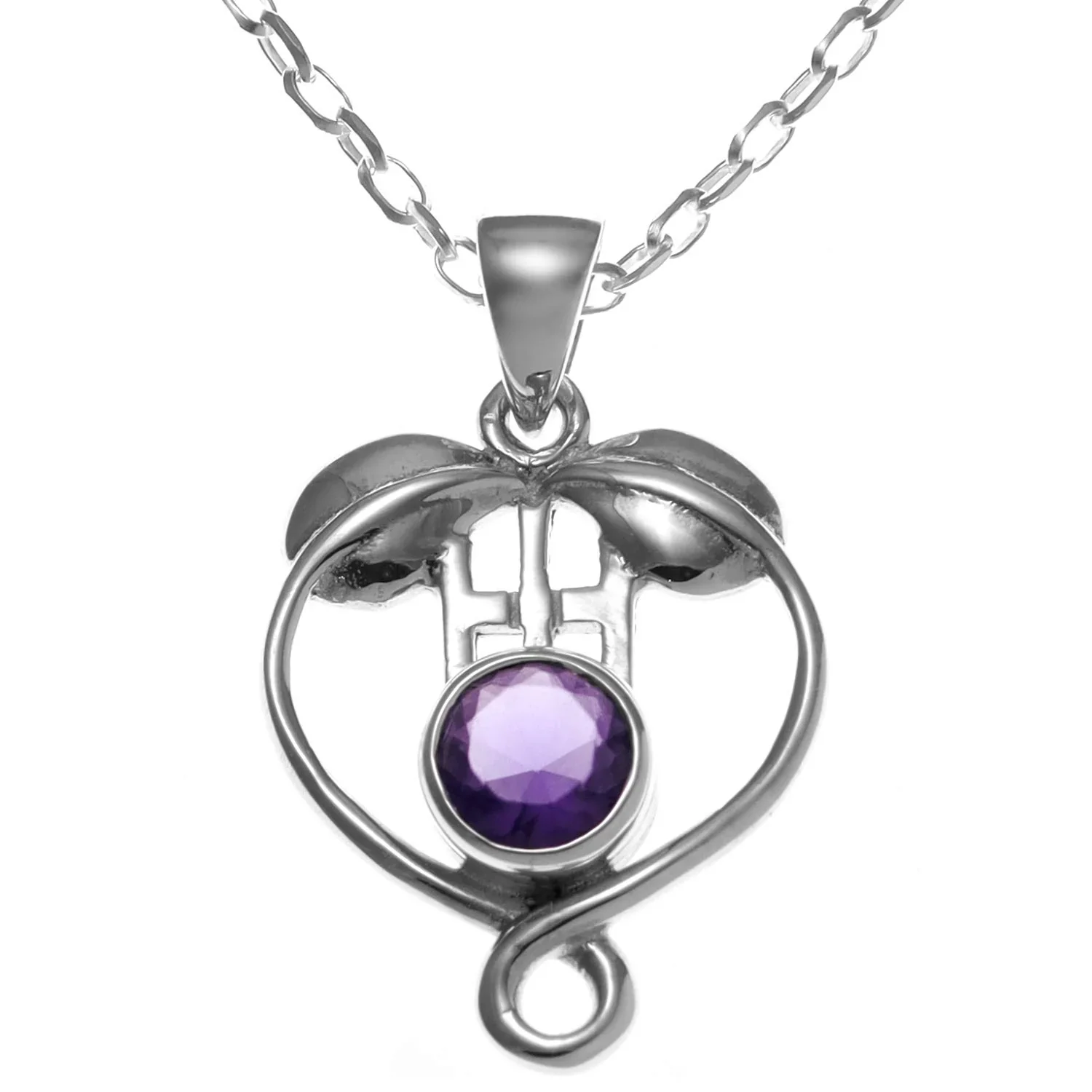 Sterling Silver & Purple CZ Charles Rennie Mackintosh Heart Pendant (1).webp