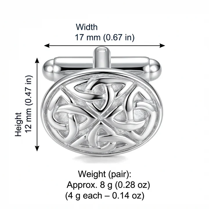 Sterling Silver Scottish Celtic Oval Cufflinks - 12mm (4).webp