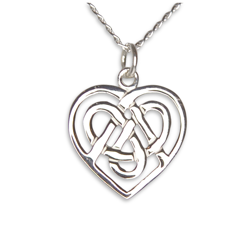 Sterling Silver Celtic Knot Heart Pendant, Interlaced Design