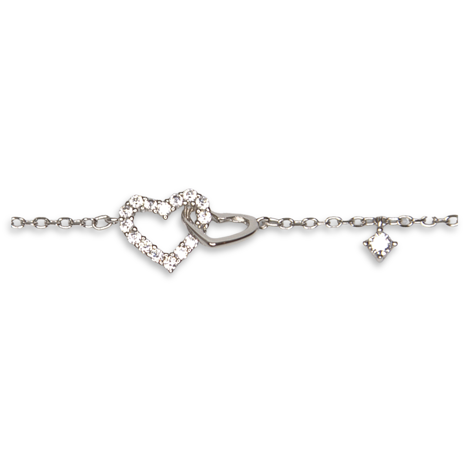 Silver Donna Ricardo Double Heart Bracelet (DRB1008)