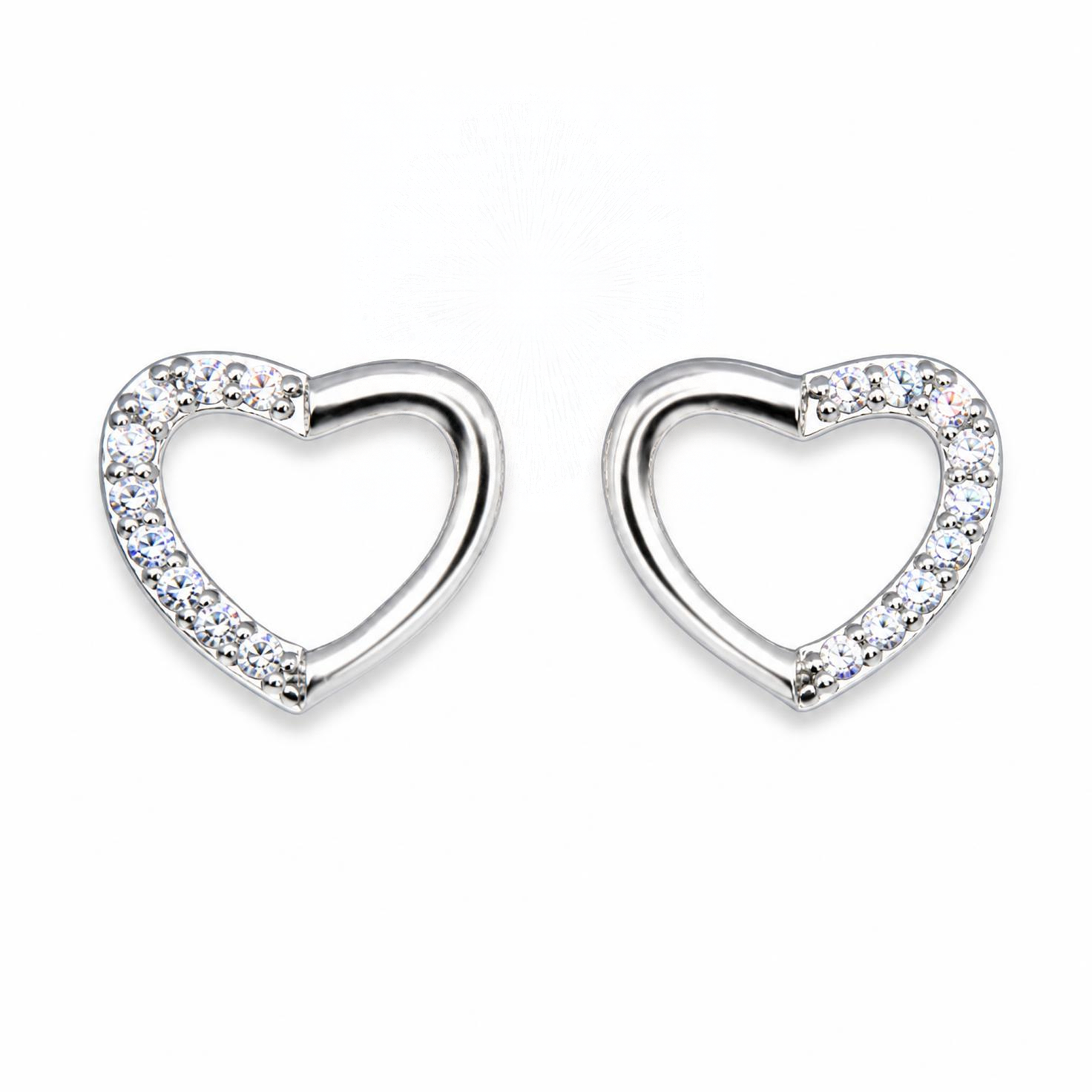 Silver Donna Ricardo Heart Stud Earrings (DRE1003)