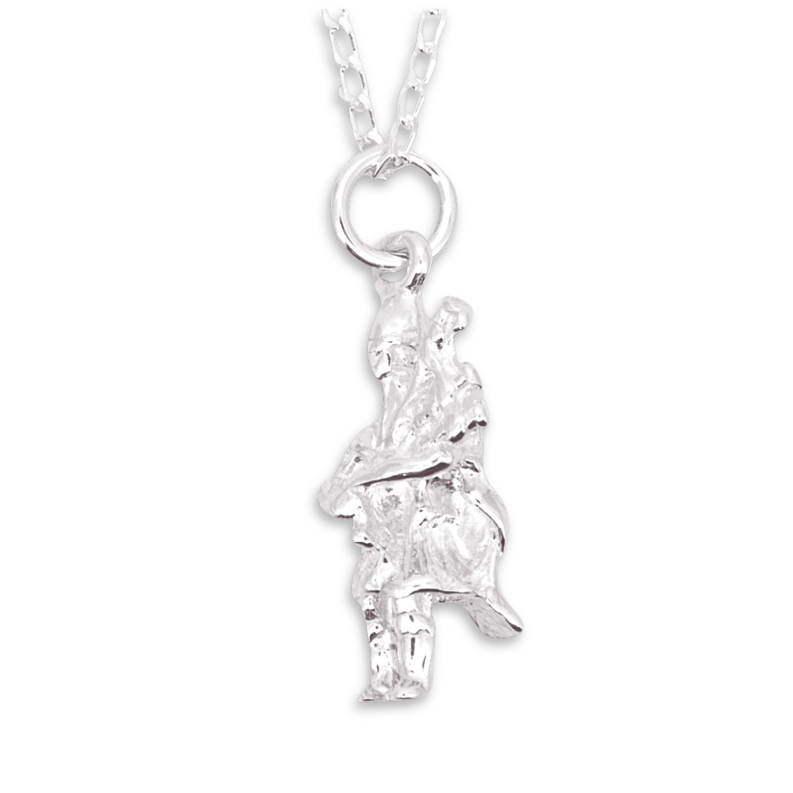 Sterling Silver Scottish Piper Pendant, 3D figural design, 21.0mm