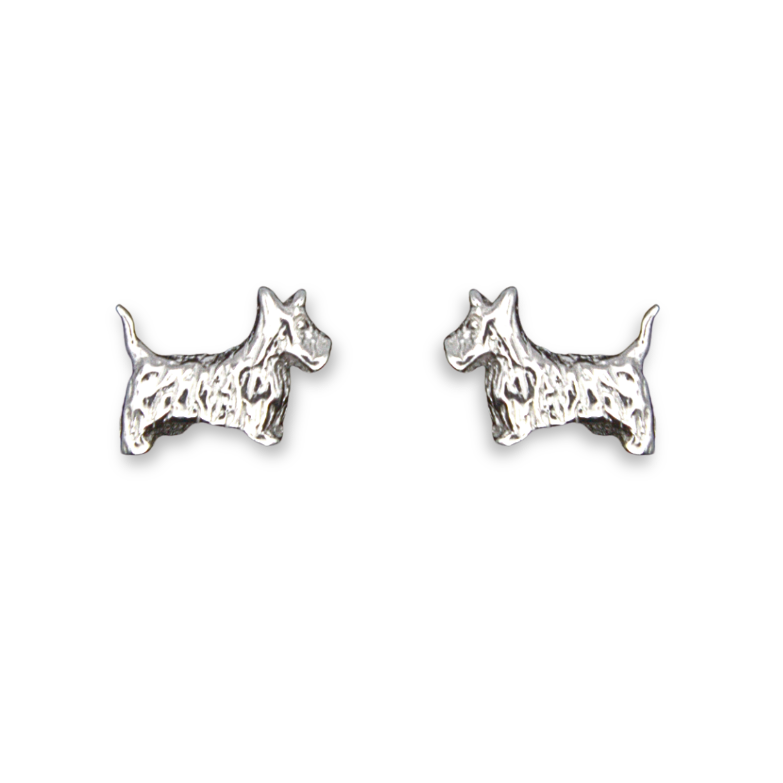 Sterling Silver Scottie Dog Stud Earrings, Standing Pose