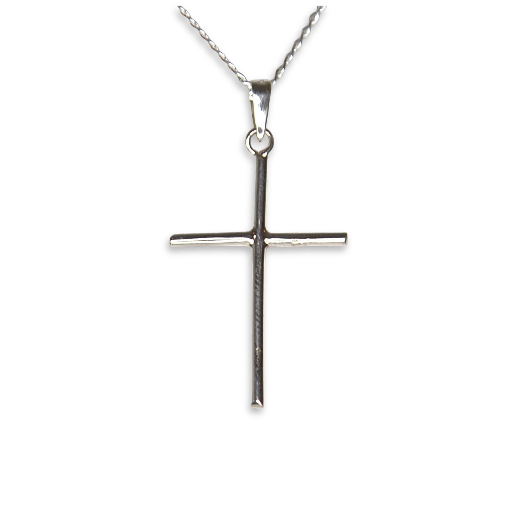 Sterling Silver Plain Cross Pendant, Polished Finish