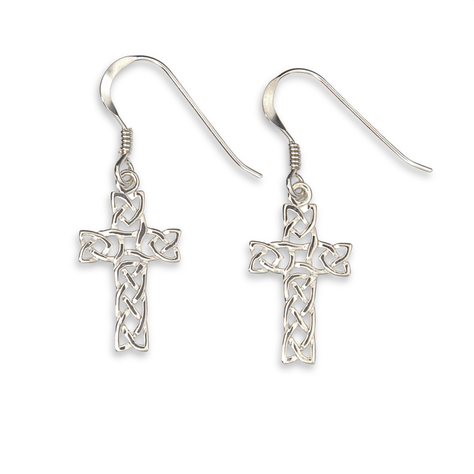 Sterling Silver Celtic Knot Cross Drop Earrings - 11mm (SE1727)