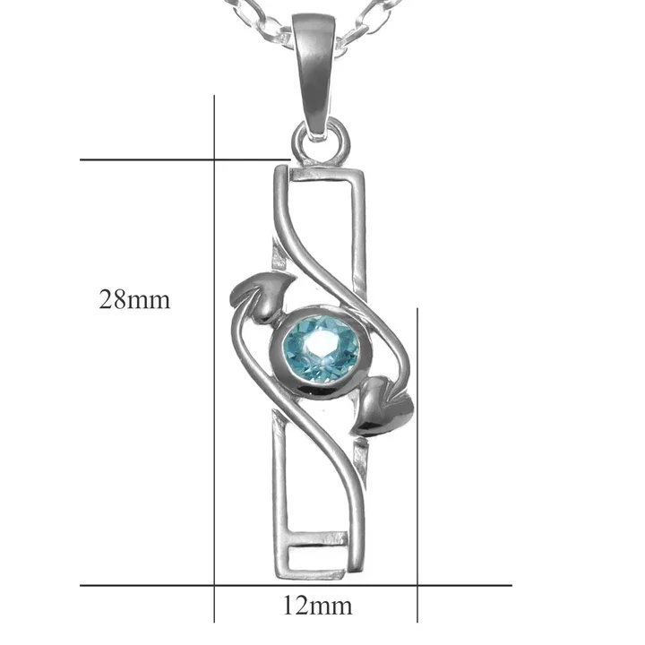 Sterling Silver & Blue Topaz Charles Rennie Mackintosh Column Pendant - 28mm (4).webp