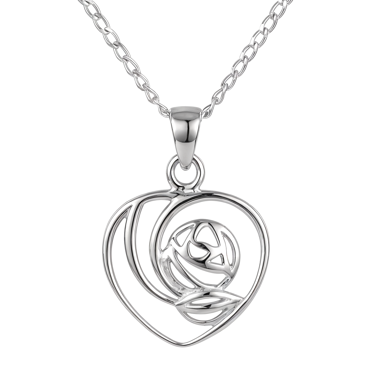 Sterling Silver Charles Rennie Mackintosh Heart Pendant - 15mm (RMSP6135)