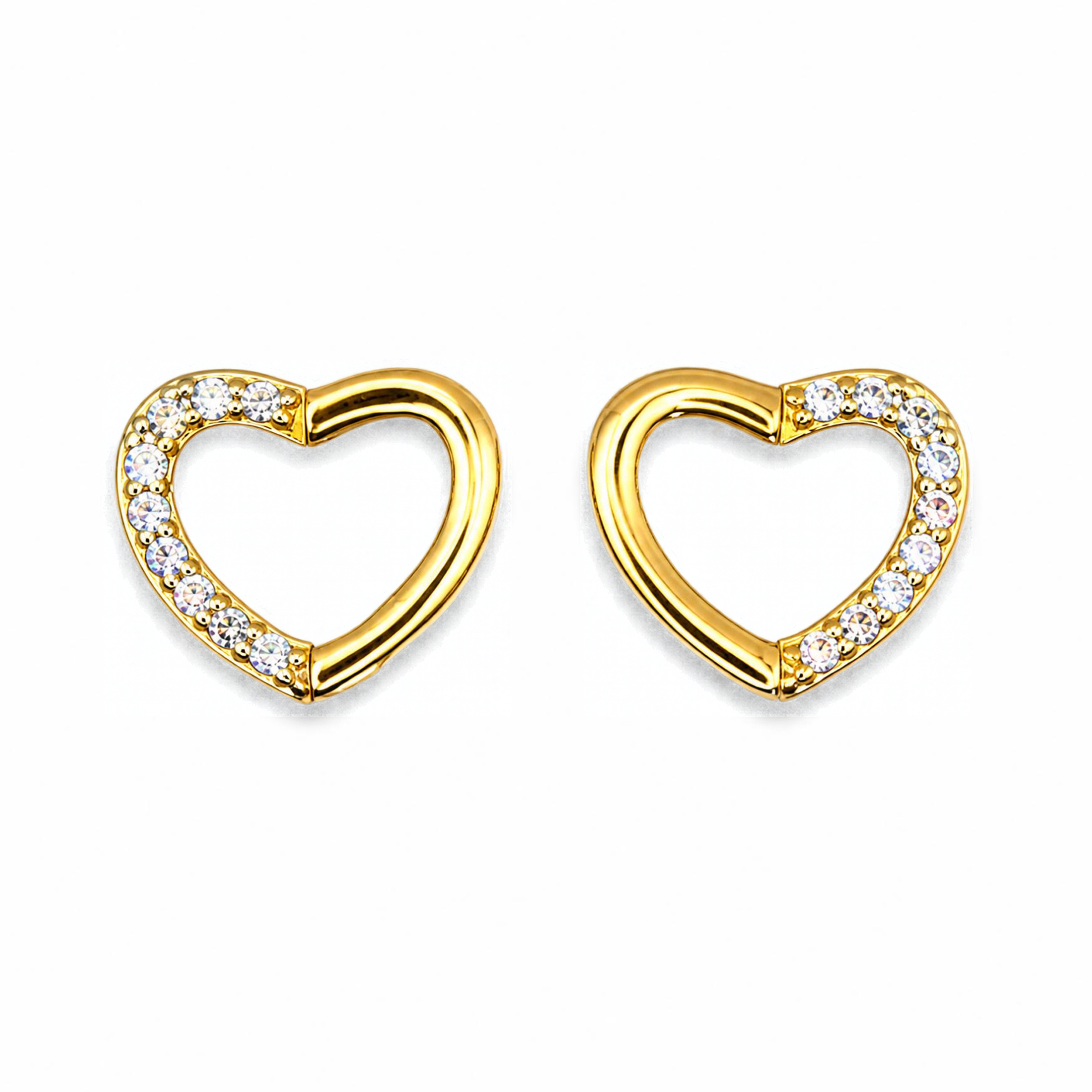 Silver Donna Ricardo Gold Plated Heart Stud Earrings (DRE1012)