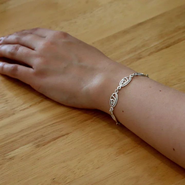 Sterling Silver Charles Rennie Mackintosh Oval Bracelet - 19cm (4).webp