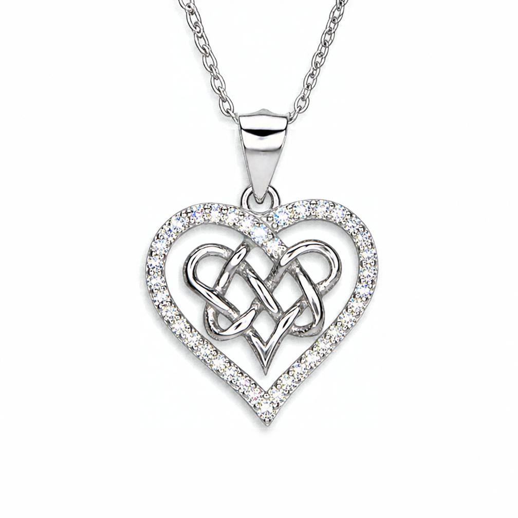 Silver Donna Ricardo Heart and Celtic Knot Pendant (DRP1006)