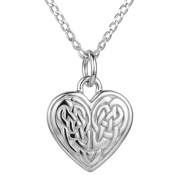 Sterling Silver Celtic Heart Knotwork Pendant, mirrored interlaced interior, high mirror polish.