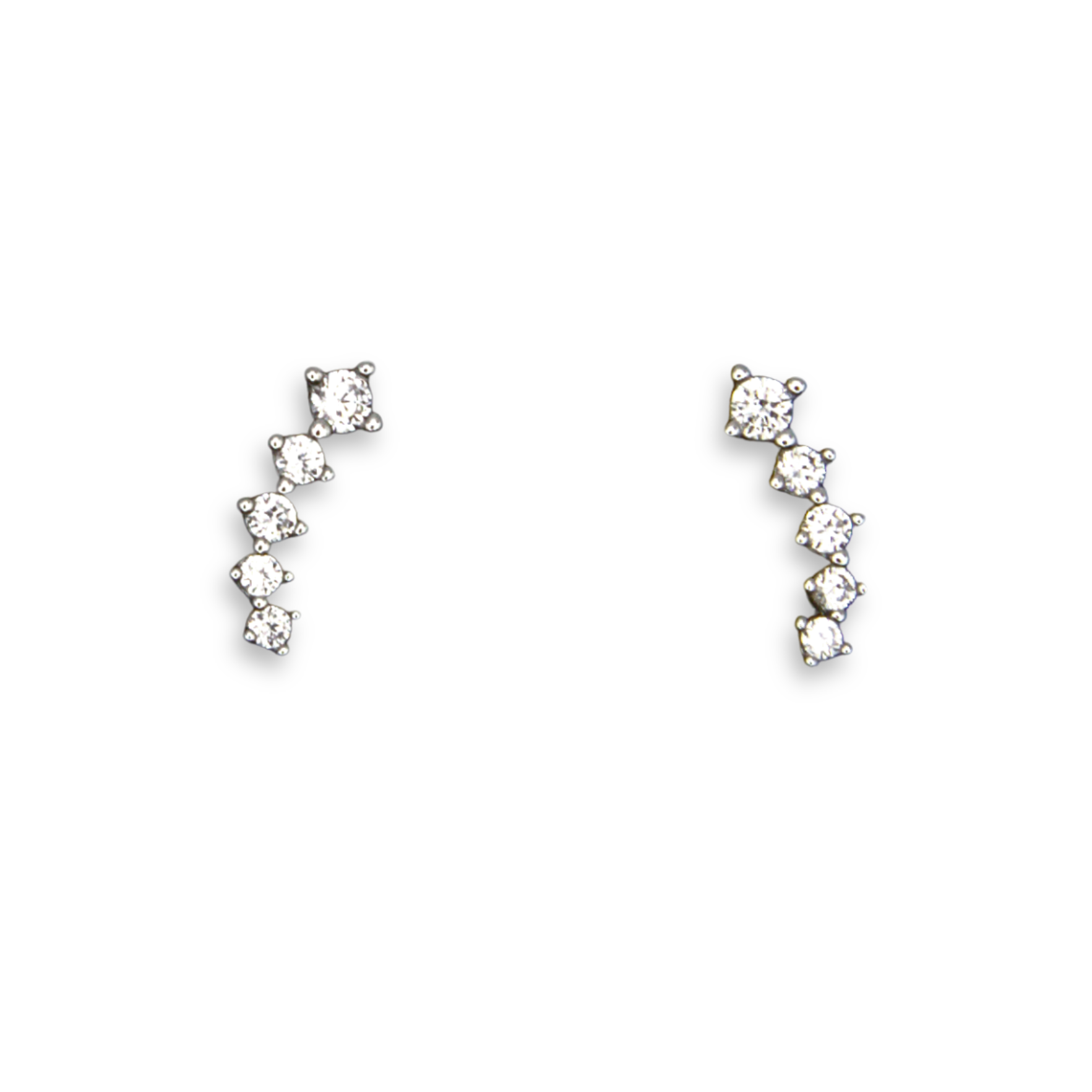 Silver Donna Ricardo Graduated CZ Climber Stud Earrings (DRE9024)