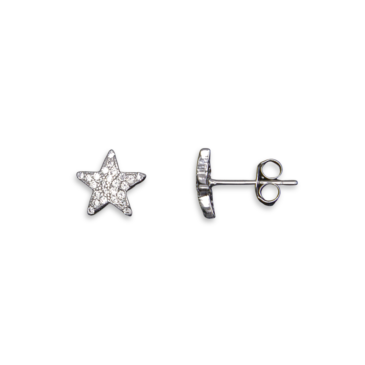 Sterling Silver Star CZ Stud Earrings