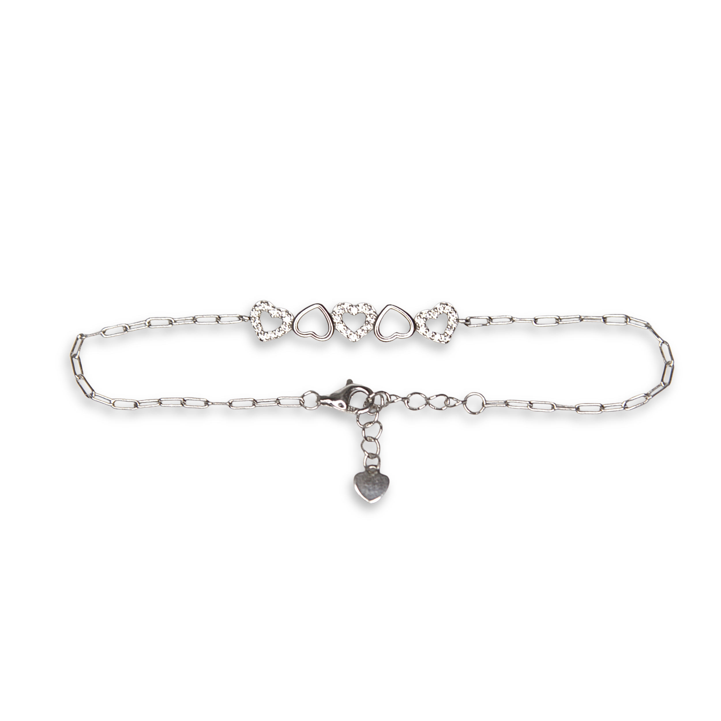 Sterling Silver Heart Bracelet and CZ