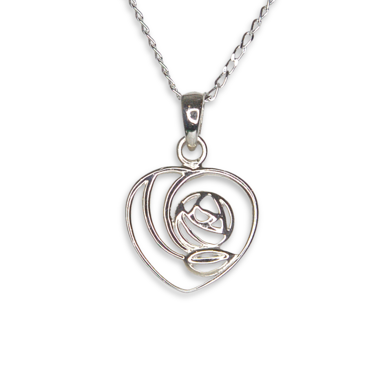 Sterling Silver Charles Rennie Mackintosh Heart Pendant (RMSP6135)