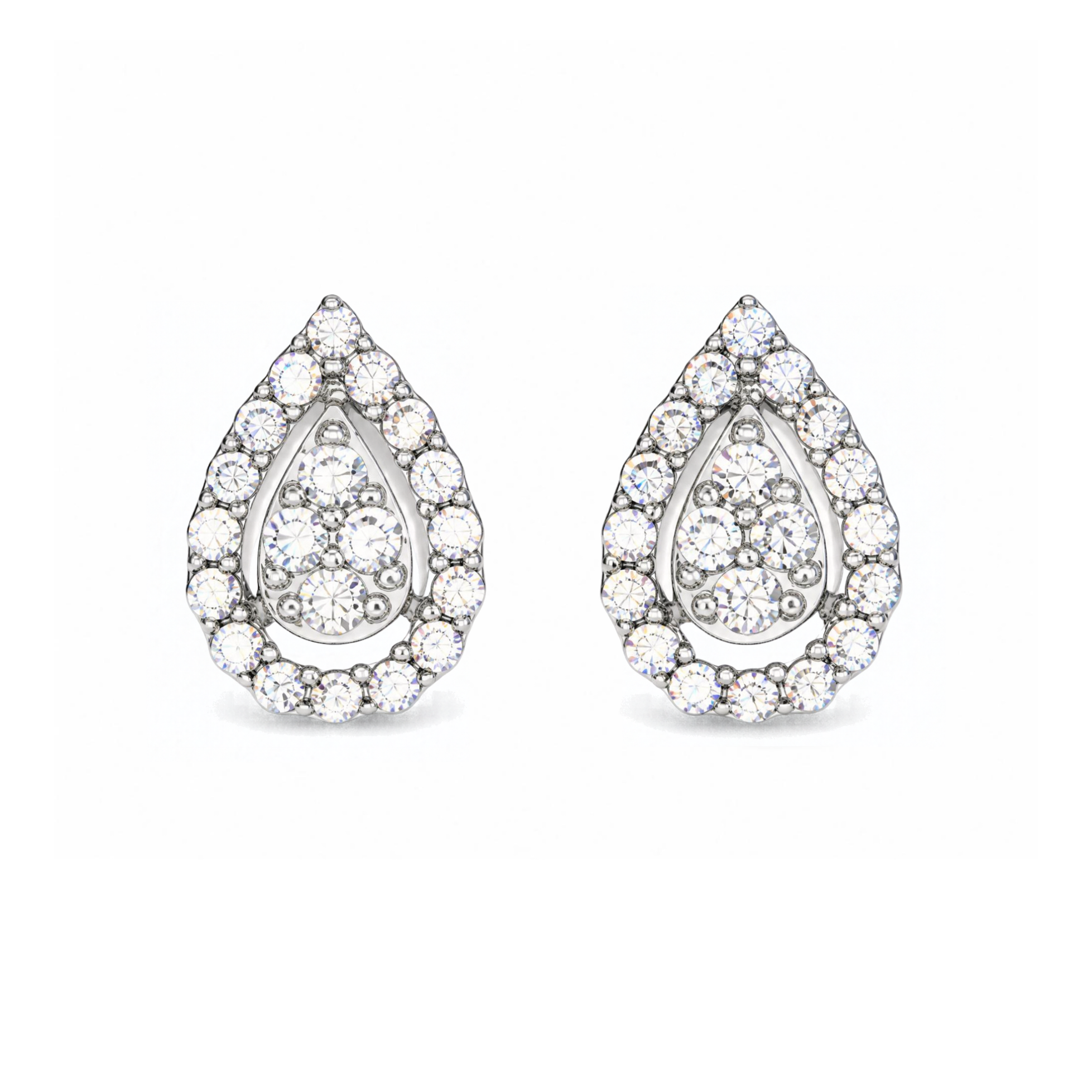 Silver Donna Ricardo Teardrop Stud Earrings (DRE9030)