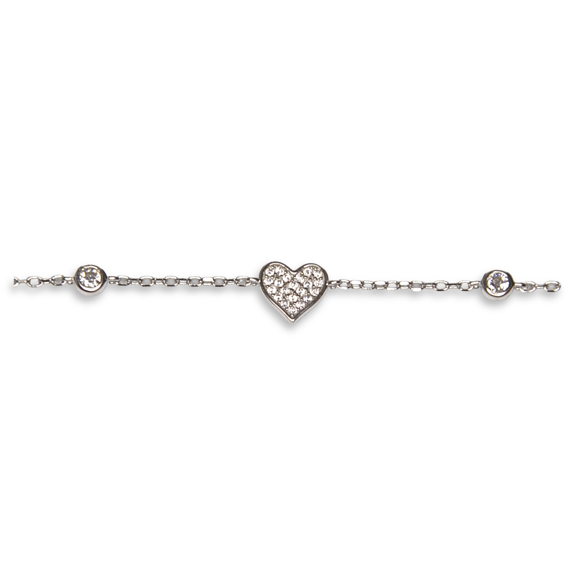 Sterling Silver Heart Bracelet with CZ