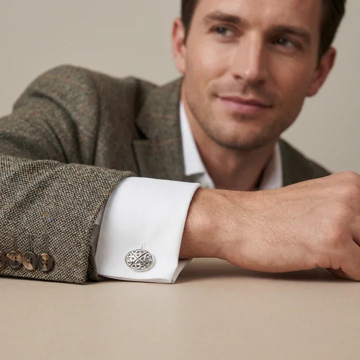 Sterling Silver Scottish Celtic Oval Cufflinks - 12mm (3).webp