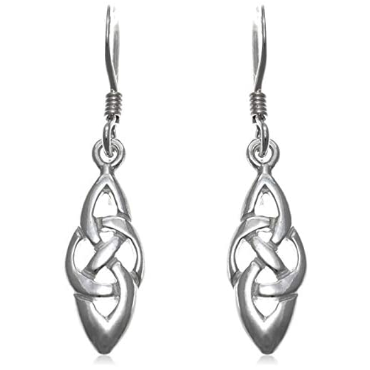 Sterling Silver Celtic Navette Drop Earrings - 16mm (SE1714)