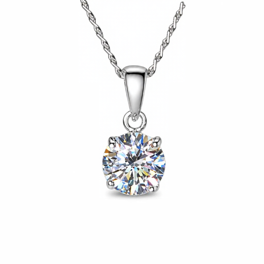Silver Donna Ricardo Round Solitaire Pendant - Various Sizes