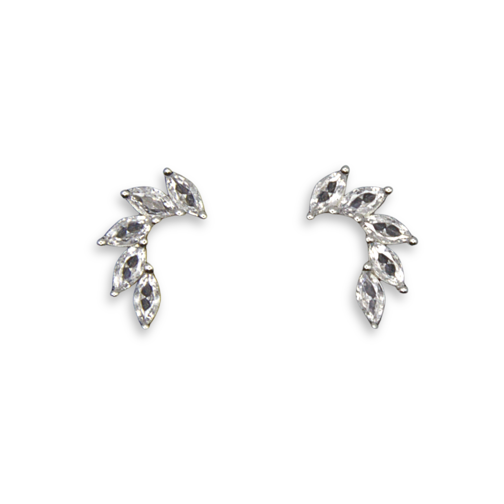 Silver Donna Ricardo Marquise CZ Climber Stud Earrings (DRE9021)