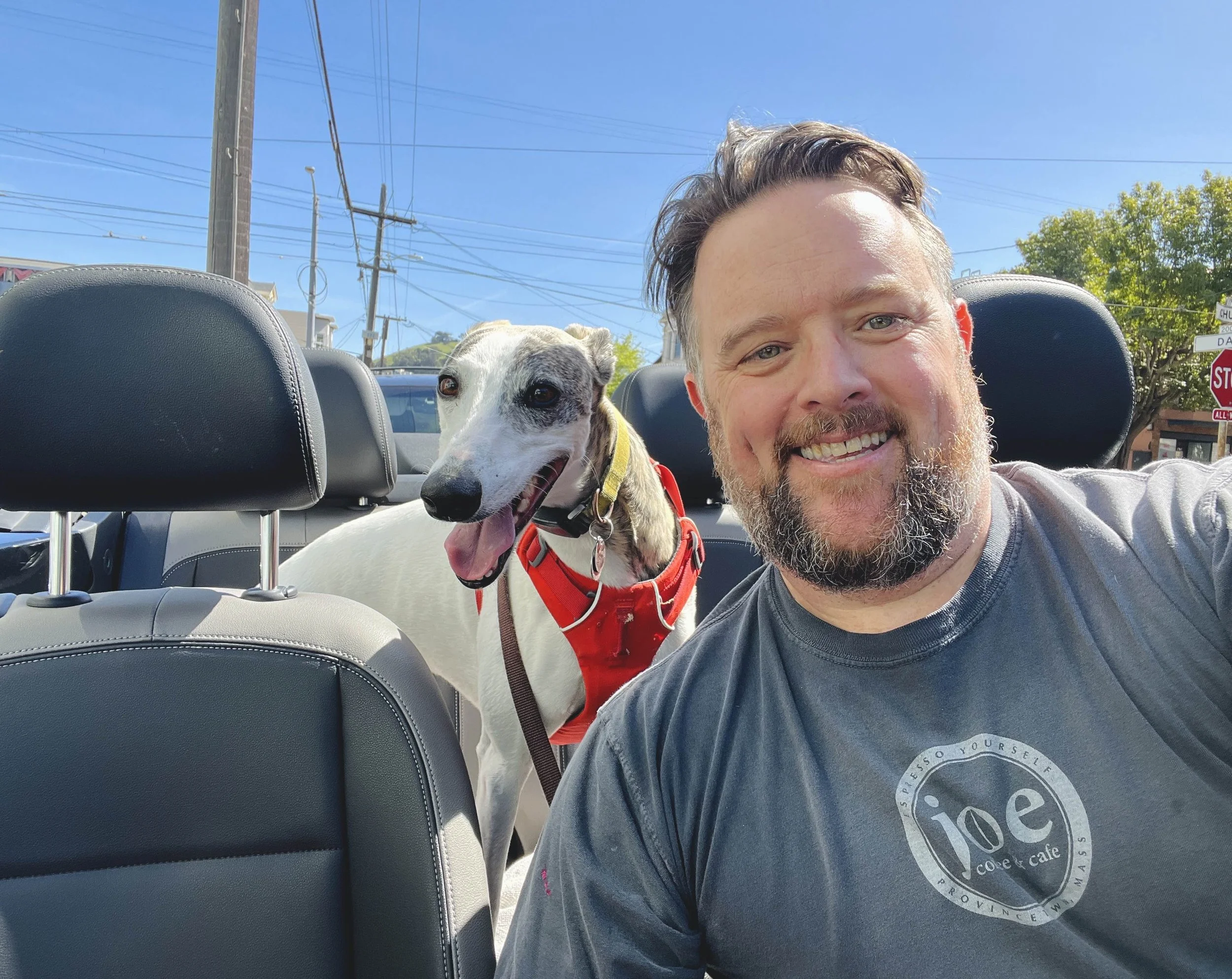 Pixel and I headed back from the park.