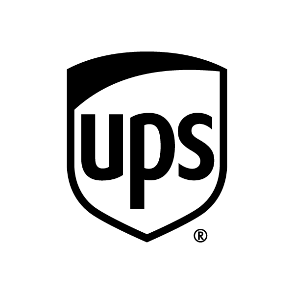 UPS logo in black and white with shield design and lowercase letters 'ups'.