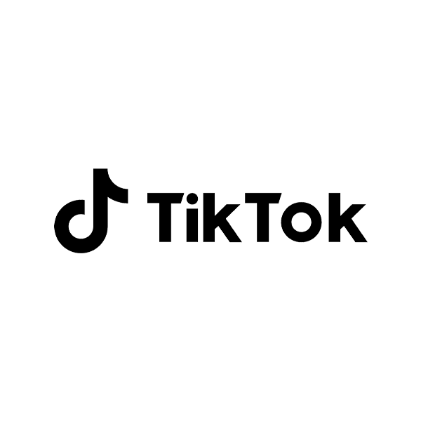 TikTok logo with black text and icon on a white background.