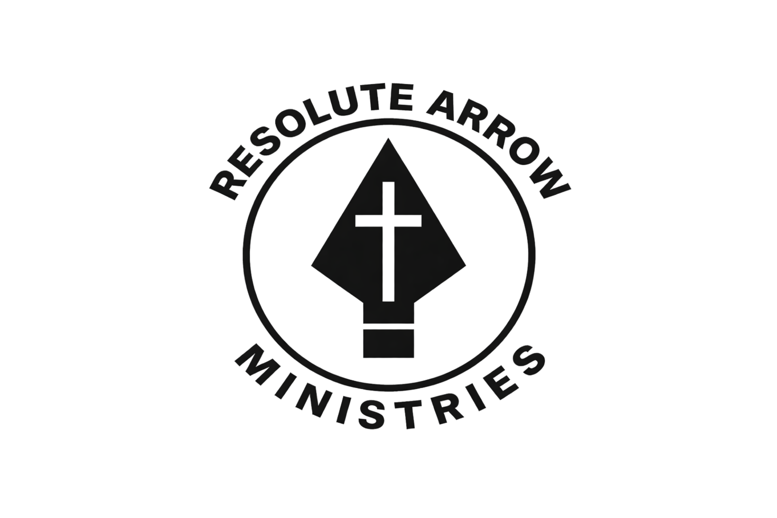 Logo of the Reserve Arrow Ministries featuring a cross within a diamond shape and the organization name around the circle.