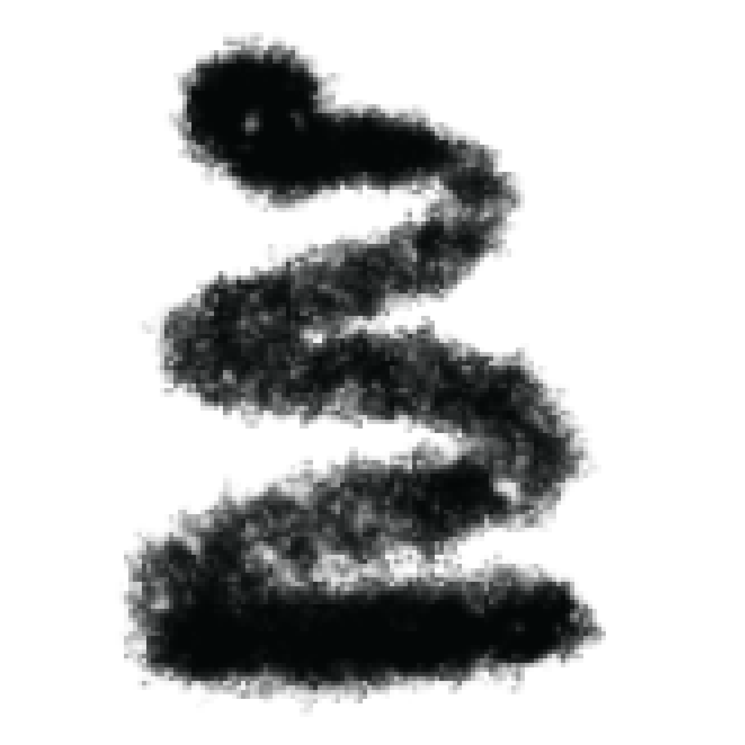 Ilustración en negro de una serpiente enroscada.