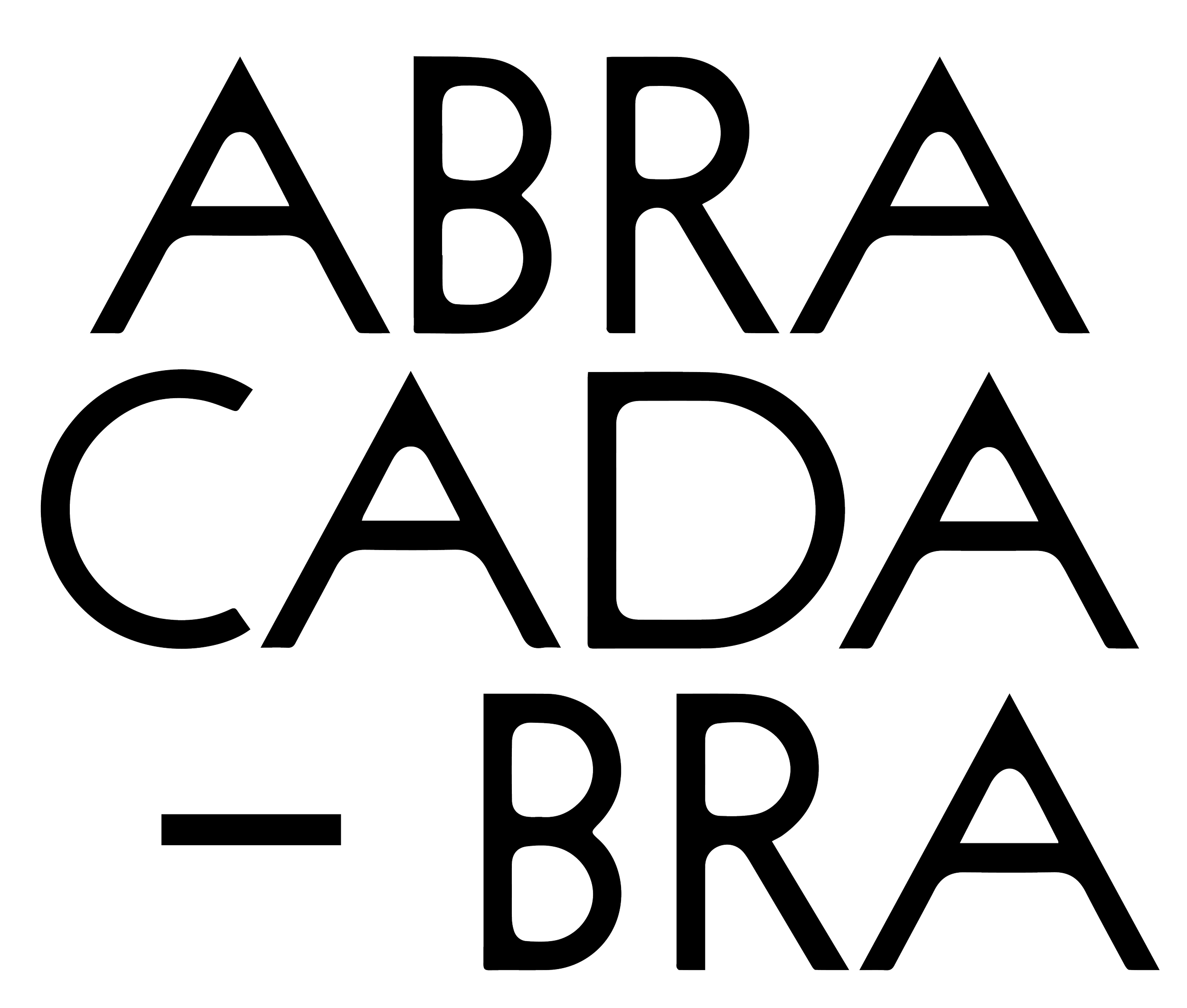 Texto en línea que dice 'ABRA CADABRA' en letras grandes y delgadas, con un guion debajo.