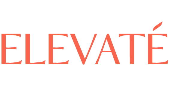 Logotipo con la palabra ELEVÁTE en letras rojas y un icono de elevador en blanco arriba del texto.