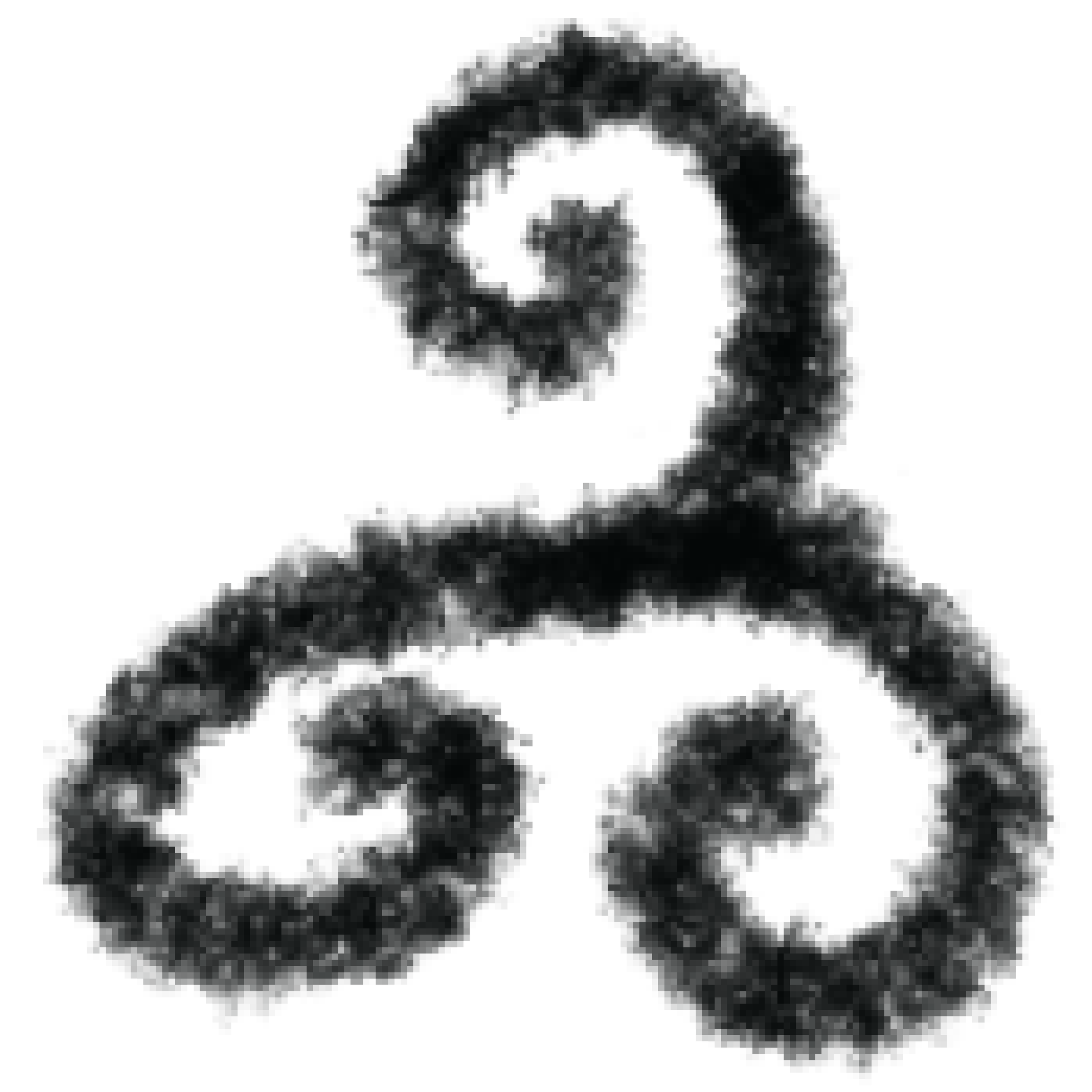 Ilustración en negro con líneas curvas formando un diseño de espiral y flor, con un estilo artístico y decorativo.