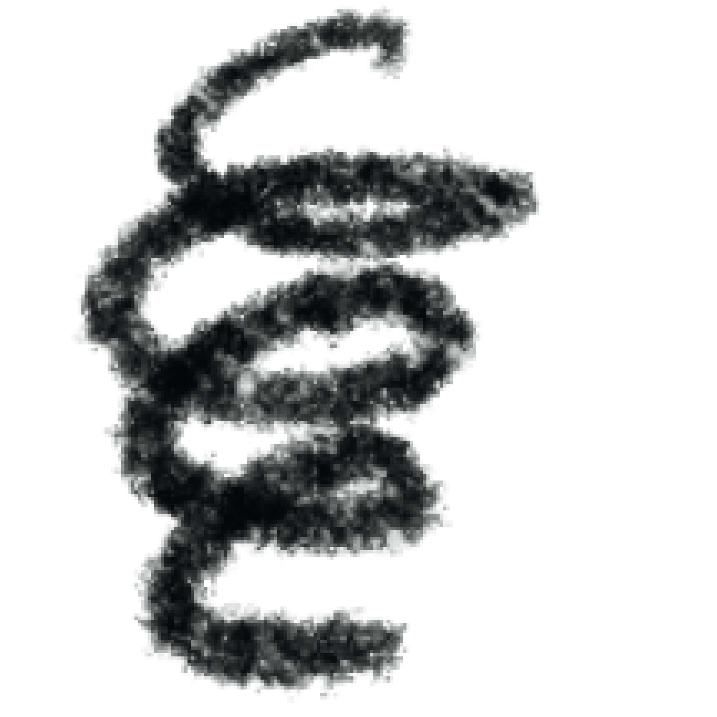 Dibujo de una serpiente con forma de espiral en línea negra sobre fondo transparente.