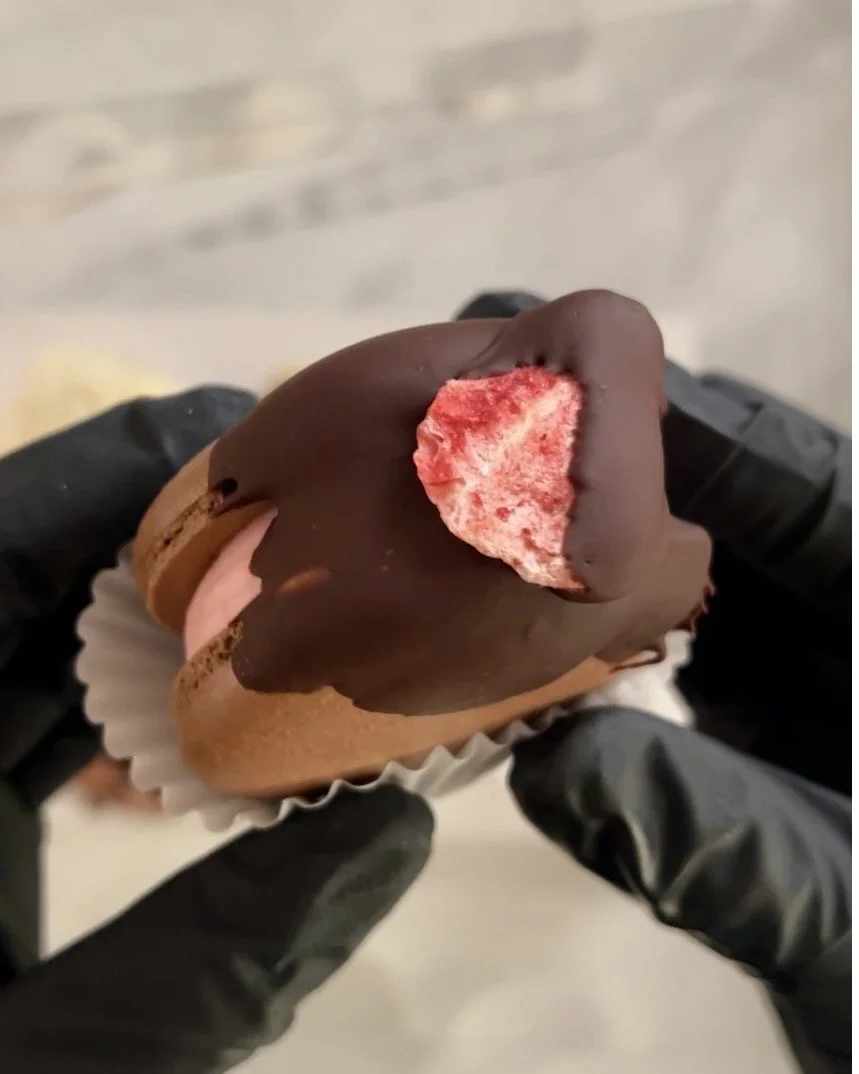King Sized Premium Chocolate-Dipped Strawberry Macaron