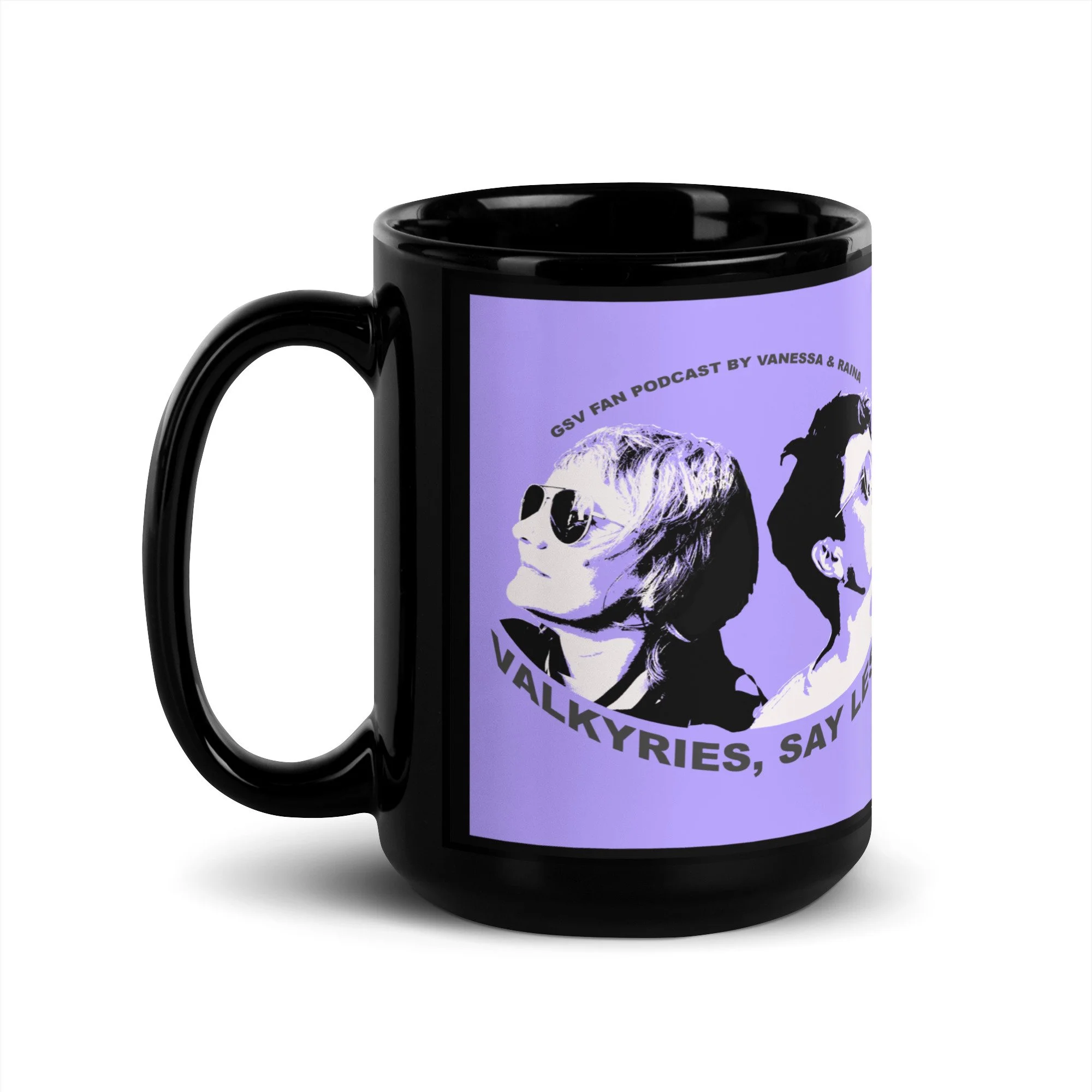 "Valkyries, Say Less" Black Glossy Mug