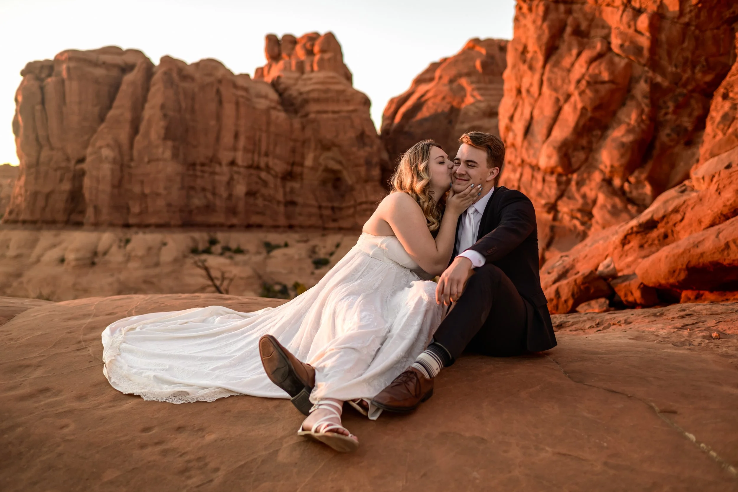 Double arch elopement in Moab, Utah