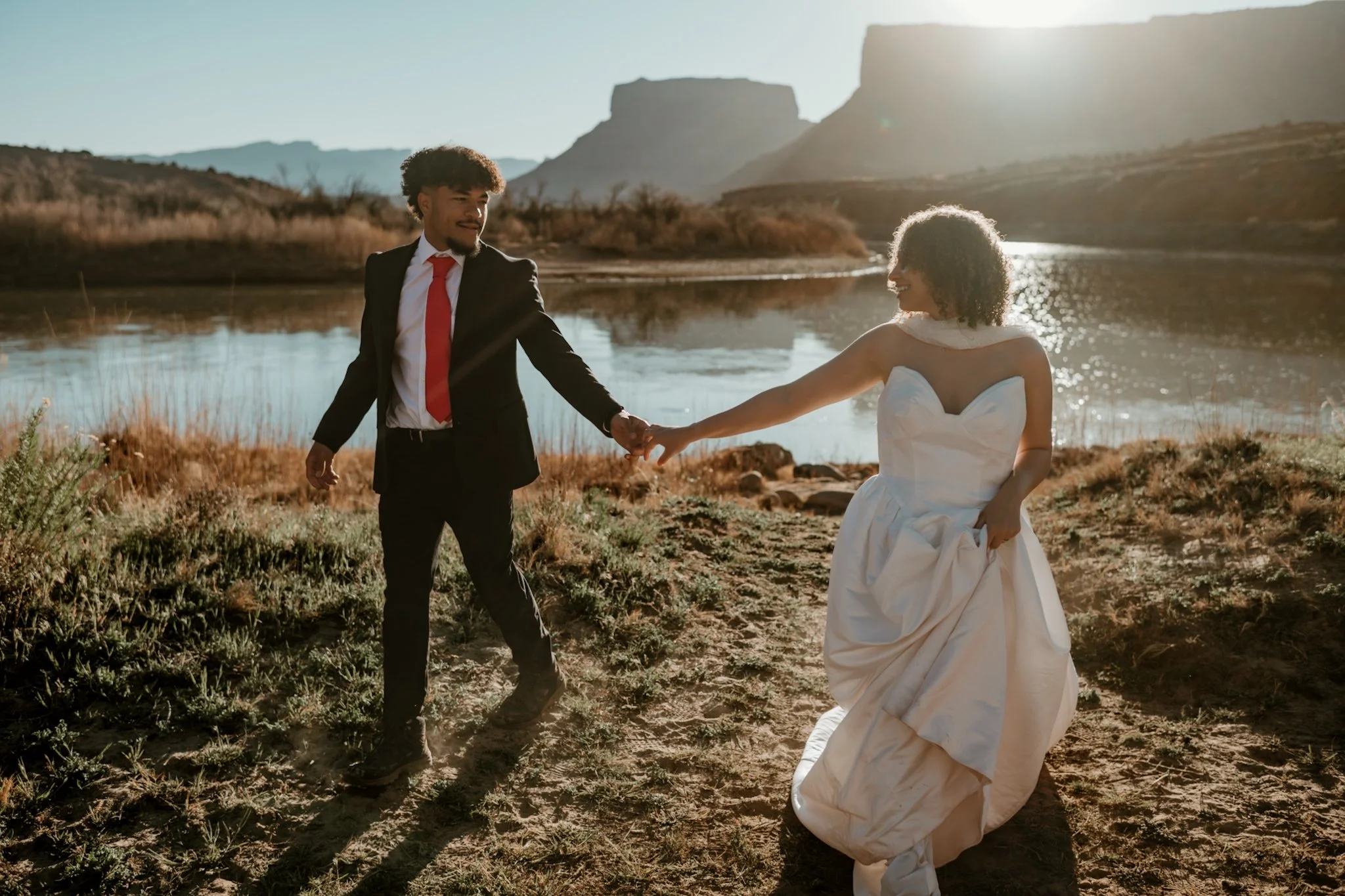 Moab elopement on a river