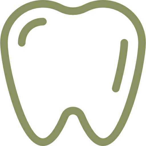 Outline of a tooth with a light green border on a black background.