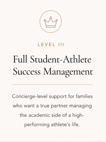 Certificate or card indicating Level III Full Student-Athlete Success Management with a crown icon at the top.
