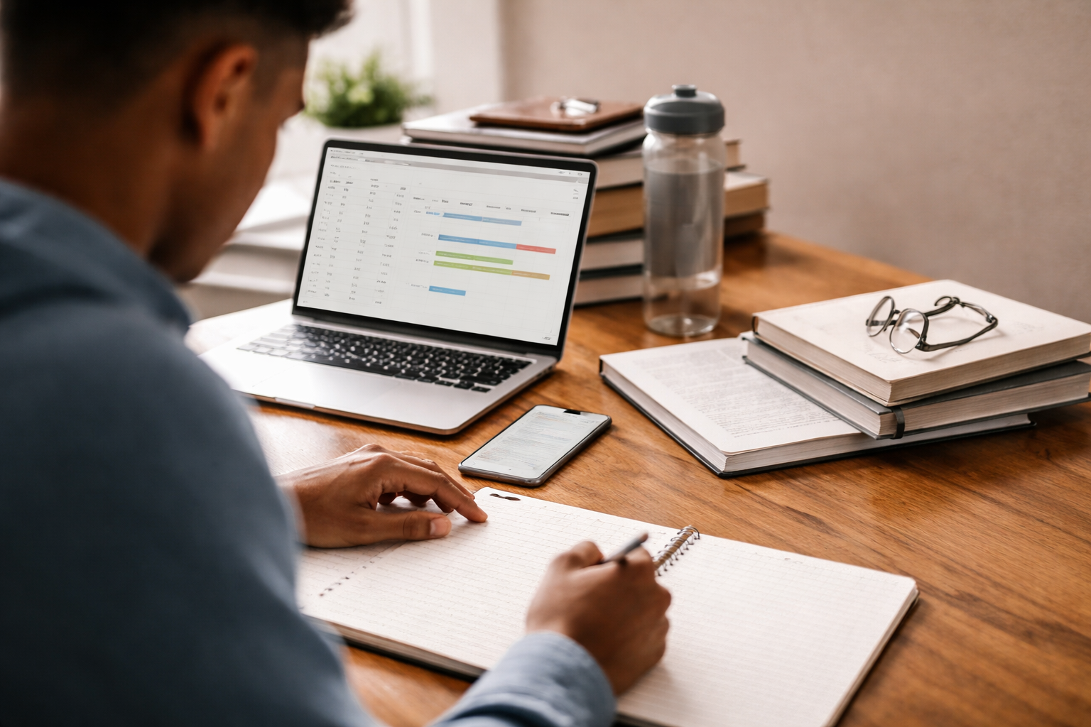 Student athlete studying while balancing sports schedule