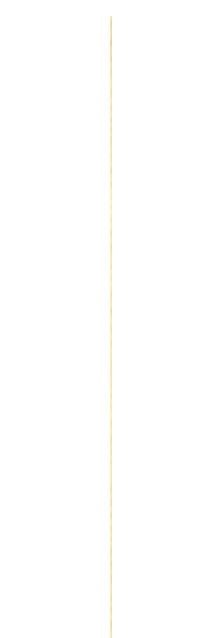 A very tall, thin, and straight gold-colored rod or stick, viewed head-on.