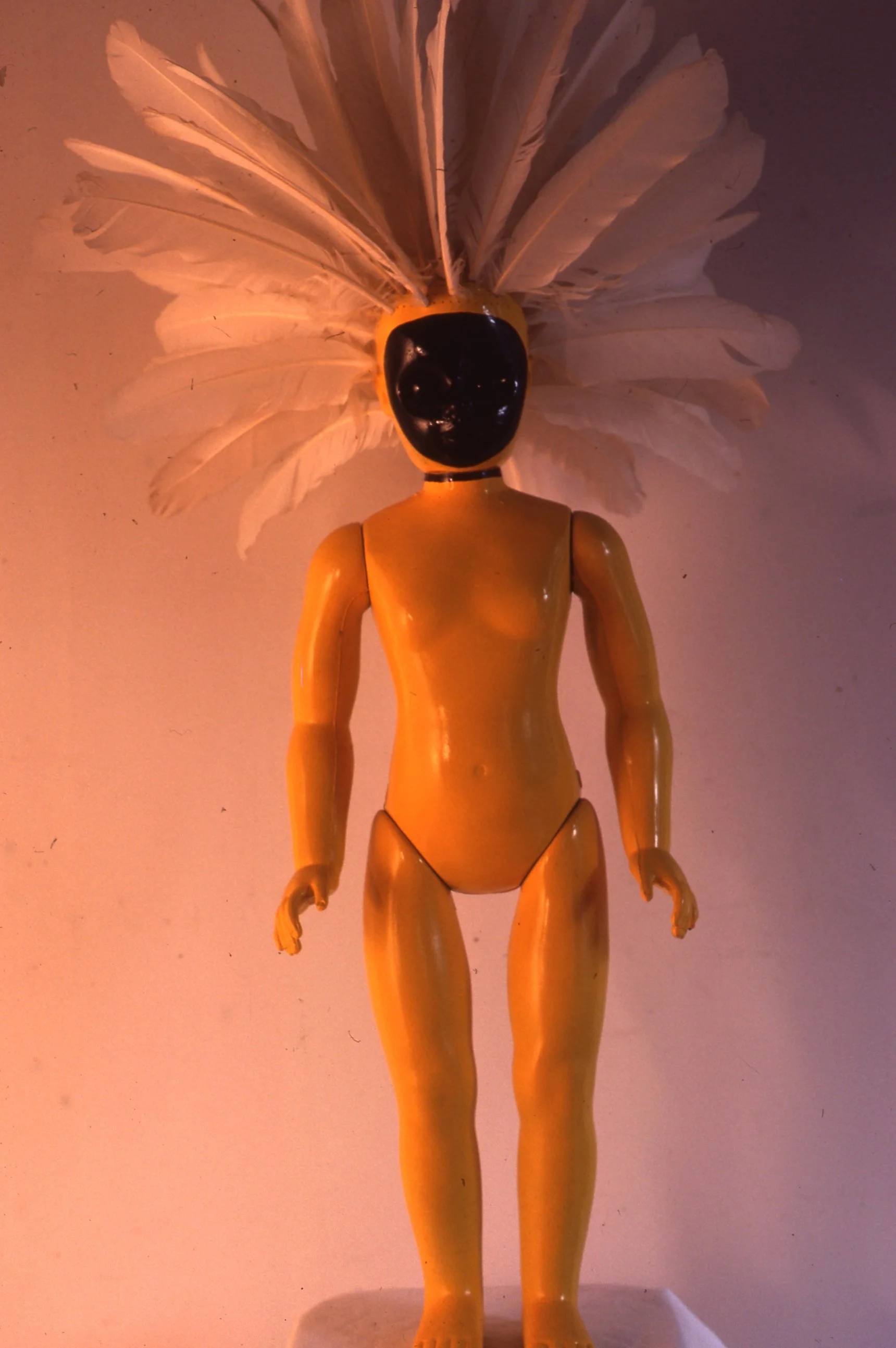 Enamel on Plastic Doll and Feathers 1979