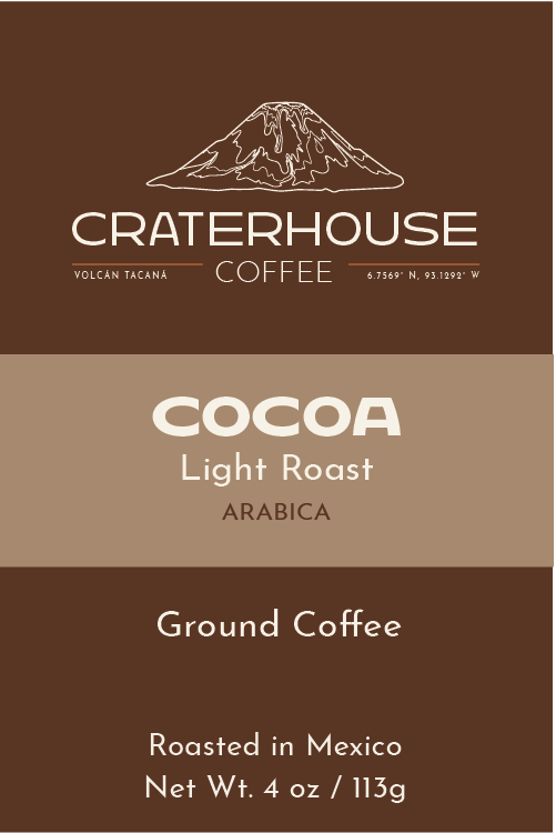 CraterHouseStickerFront_Cocoa_Arabica_LightRoast_Ground Coffee.png