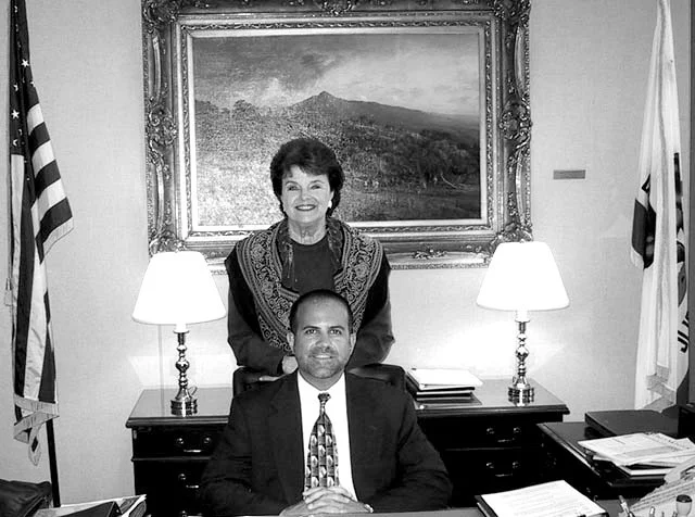 In the Washington, DC, office of Senator Diane Feinstein (D-Calif.) in June 2002, after a lunch in the senate dining room.